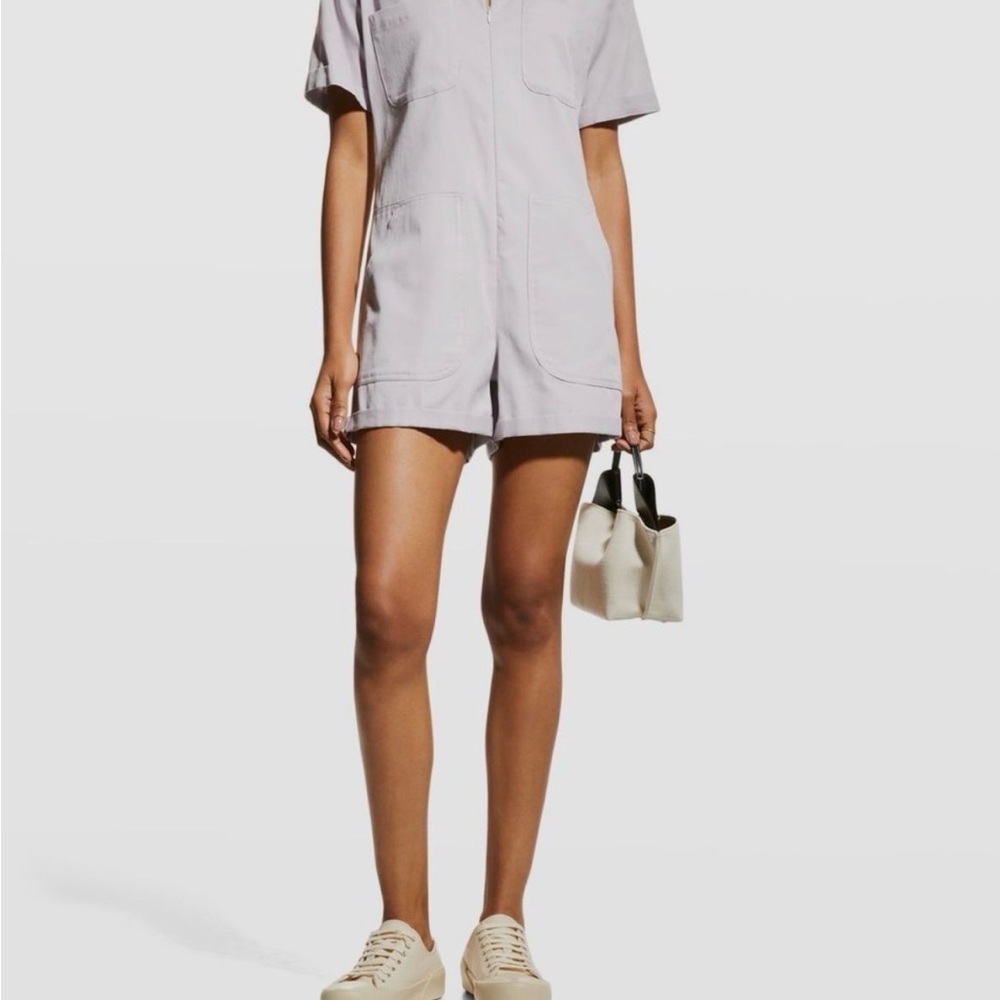 Rivet Utility Women’s Purple Point Collar Short Sleeve Romper M